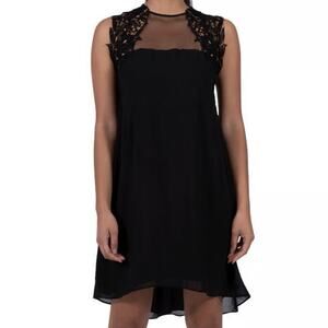 Dress The Population Women's Ella Black Crepe Midi Dress Size Medium